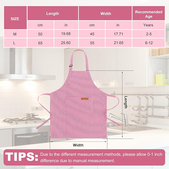 2 Pack Stripes Kids Apron, Kids Cooking Aprons - Image 2