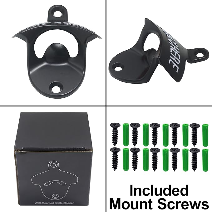 Classic Wall Mounted Bottle Opener Stainless Black and White Mountable Beer Cap - Image 4