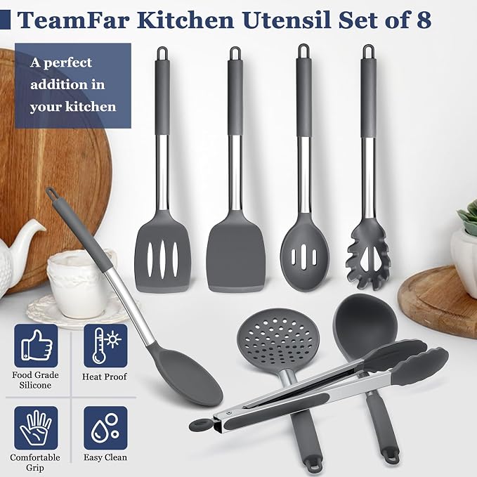 TeamFar Kitchen Utensils, for Nonstick Cookware Frying Flipping Draining - Image 7