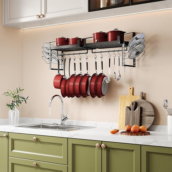 X-cosrack Pot Racks Wall Mounted Set of 2, - Image 5