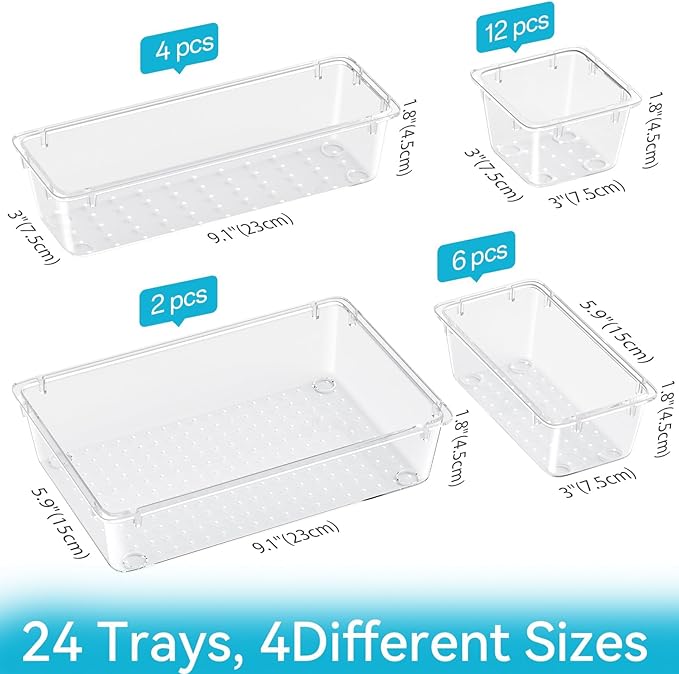 ElegantArray 24 PCS Drawer Organizer Set, 4 Sizes Tool Storage Trays, - Image 2