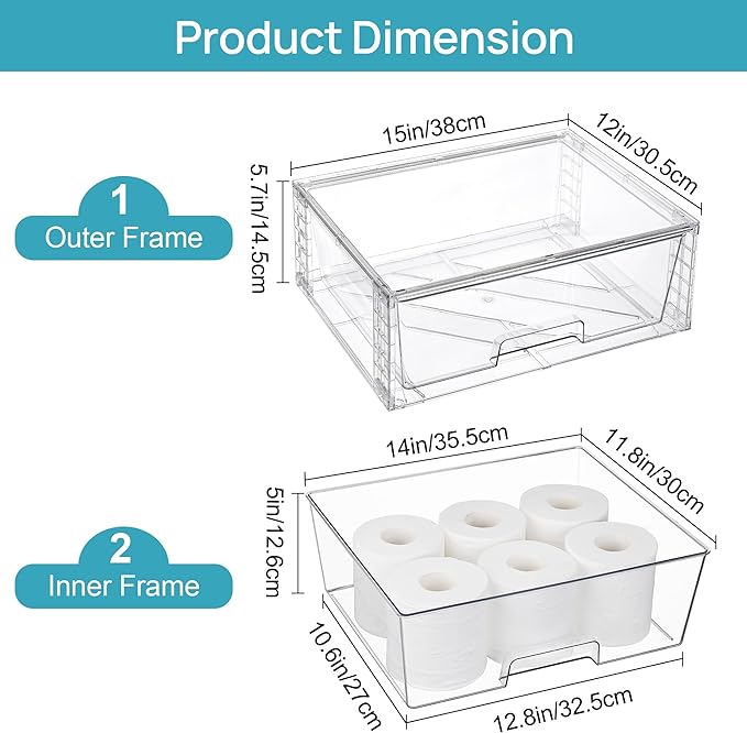 Vtopmart 4 Pack Large Stackable Storage Drawers, Easily Assemble Clear Acrylic - Image 3