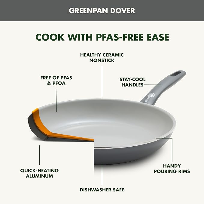 GreenPan Dover Healthy Ceramic Nonstick, 12 Piece Cookware Pots and Pans Set - Image 4