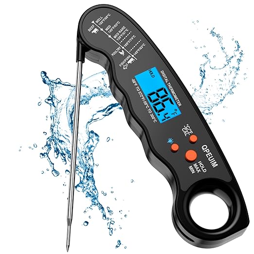 Meat Thermometer Digital, Instant Read Food Thermometer, Waterproof Food by QPEUIM