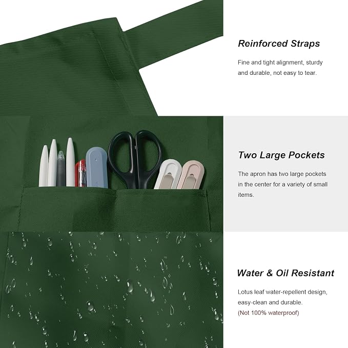 15 Pcs Adult Aprons Bulk with Pockets Adjustable Bib Chef Apron - Image 2