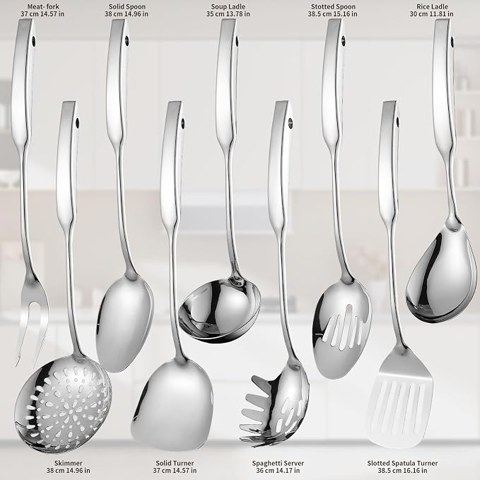 9PCS Silverware Set for 304 Stainless Steel Kitchen Utensils Set Cooking - Image 2