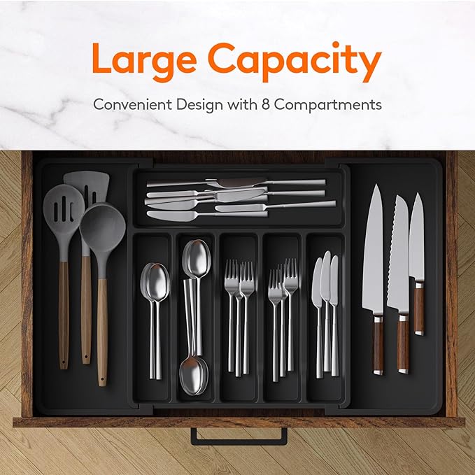 Lifewit Silverware Drawer Organizer, Expandable Utensil Tray - Image 2