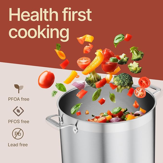 Stainless Steel Stockpot with Lid 24 Quart, Durable 18/8 Stainless Steel - Image 3