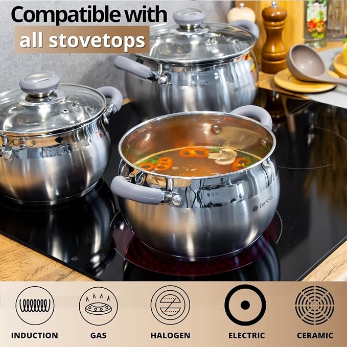 Daniks Modern 7 Quart Stainless Steel Stock Pot - Image 5