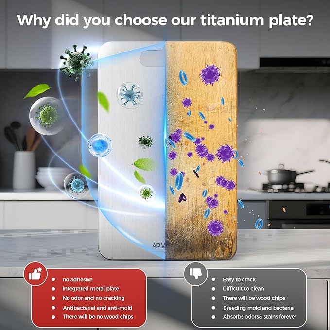 Titanium Cutting Boards for Kitchen, 100% Pure Titanium Cutting Board Set of 3 - Image 3