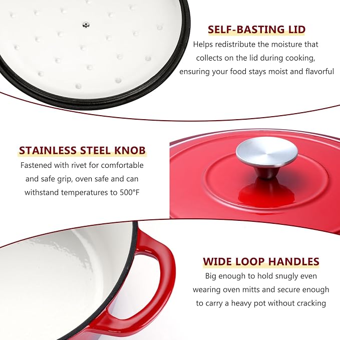 3 Qt Enameled Cast Iron Dutch Oven - Image 8