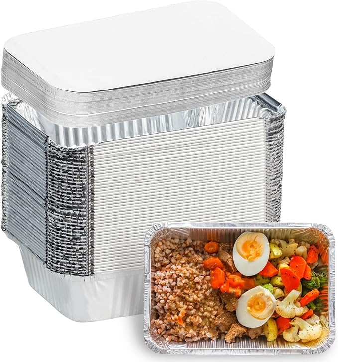 Aluminum Pans with Lids 2.25 LB Capacity Foil Food Containers with Lids by Findful