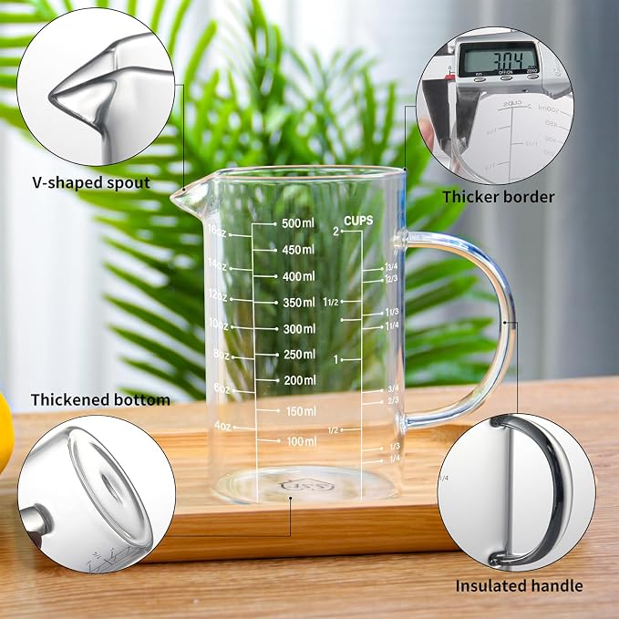 77L 3 Pack Glass Measuring Cup Set, High Borosilicate Liquid Glass Measure Cup - Image 7