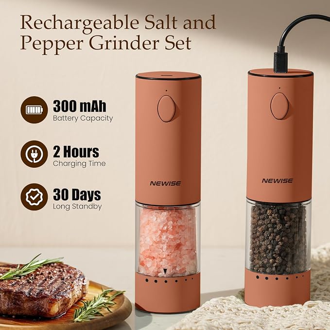 Newise Electric Salt and Pepper Grinder Set Rechargeable - Image 4