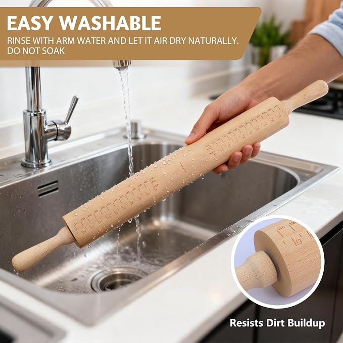 Long Adjustable Wood Rolling Pin: 21.1 Inch Rolling Pin - Image 5