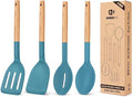 Pack of 4 Silicone Cooking Utensils Set, Non Stick Solid Spatulas and Heat by BUNDLEPRO