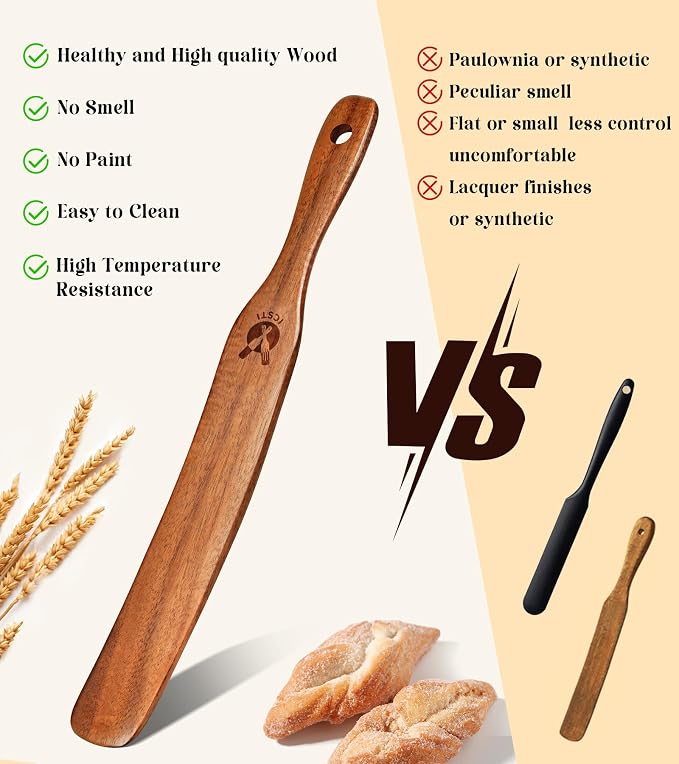 2 Pack Wooden Spurtle for Sourdough Starter, Reaching Bottom of Jar, Dough Whisk - Image 6