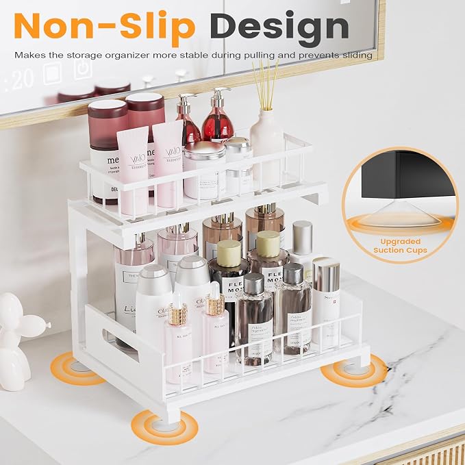 Under Sink Organizer, Heavy Duty Metal Pull Out Cabinet Organizer Slide Out - Image 4