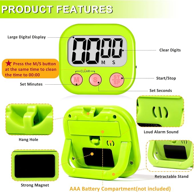 ZILLEEN Classroom Timer for Kids Teachers 12 Pack Digital Tmers - Image 7