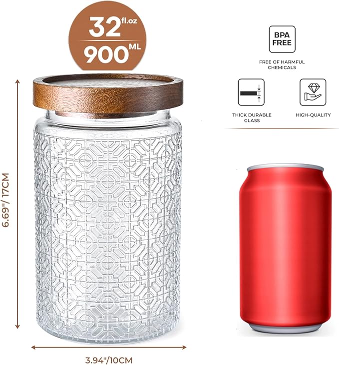 Adodeen 32oz Vintage Glass Jar - Image 3