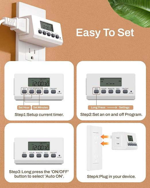 BN-LINK Indoor Digital Timer Outlet, 24 Hour Light Timer Easy Programmable - Image 4