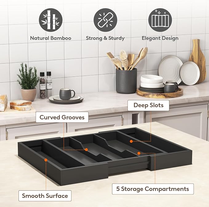Lifewit Utensil Organizer for Kitchen Drawer, Expandable Cooking Utensil Tray - Image 6