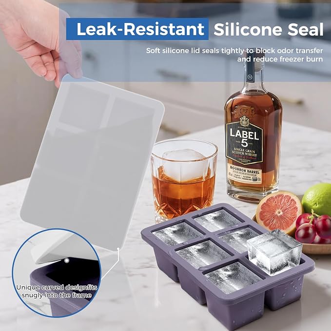 mossime Silicone Ice Cube Tray: 2pack Square Whiskey Large Ice Cube Molds - Image 9