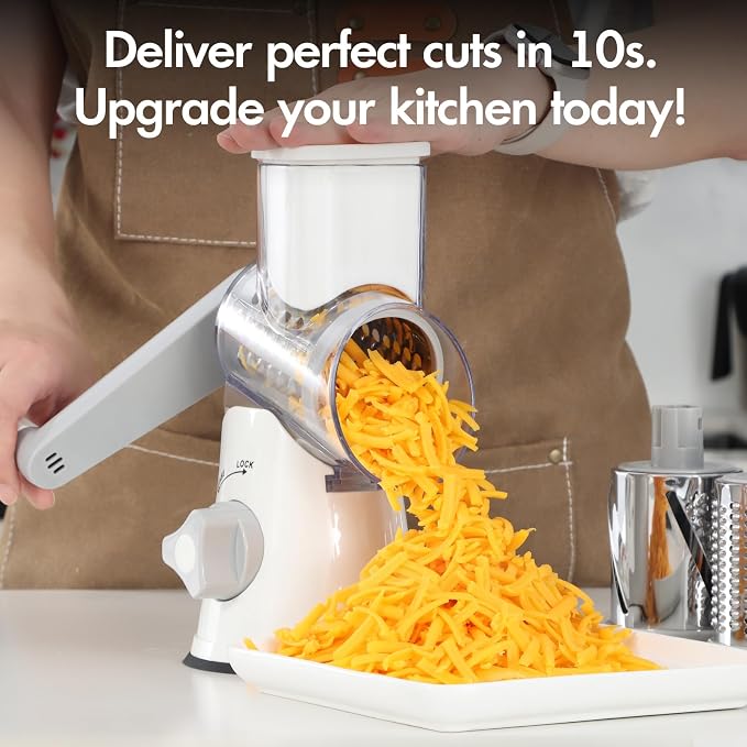 Rotary Cheese Grater with Handle, Kitchen Speed Hand Crank Vegetable Slicer - Image 8