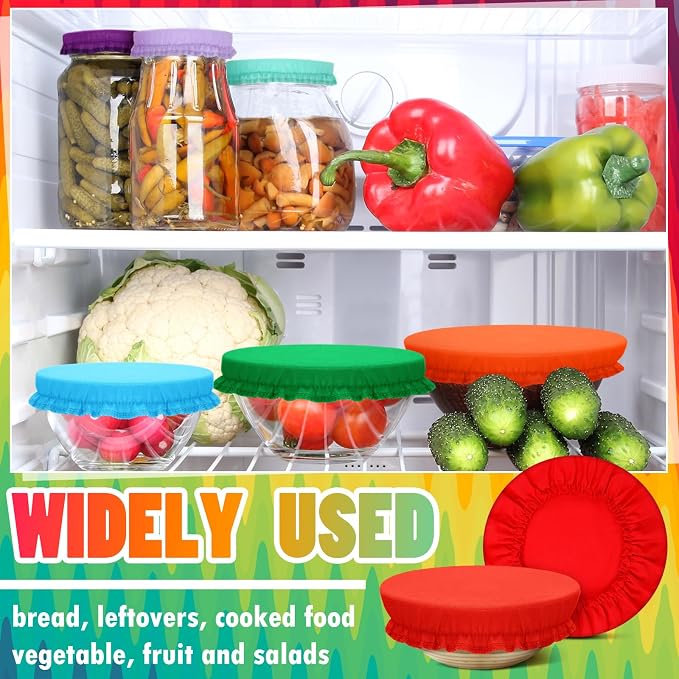 Patelai 10 Pcs Bowl Covers Reusable in 5 Size Stretch Cloth Fabric Elastic Food - Image 3