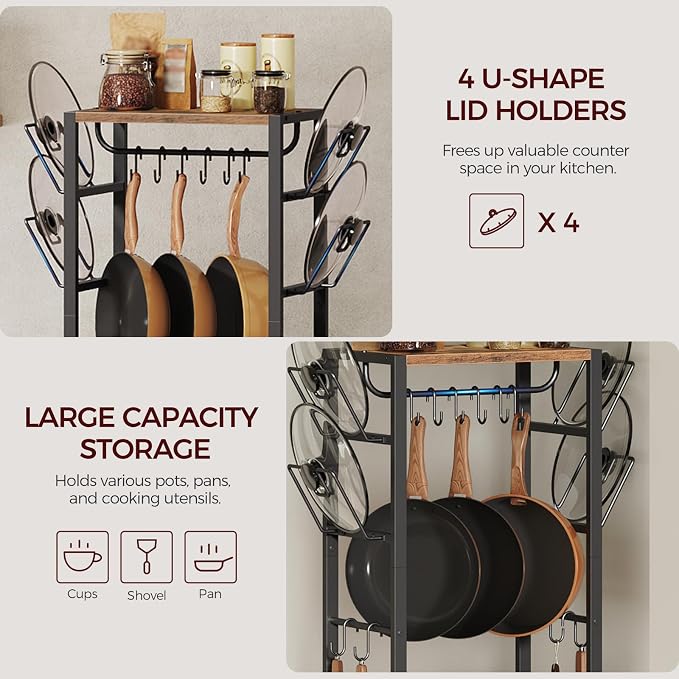 MAHANCRIS 4-Tier Pot Rack, Pots and Pans Organizer - Image 8