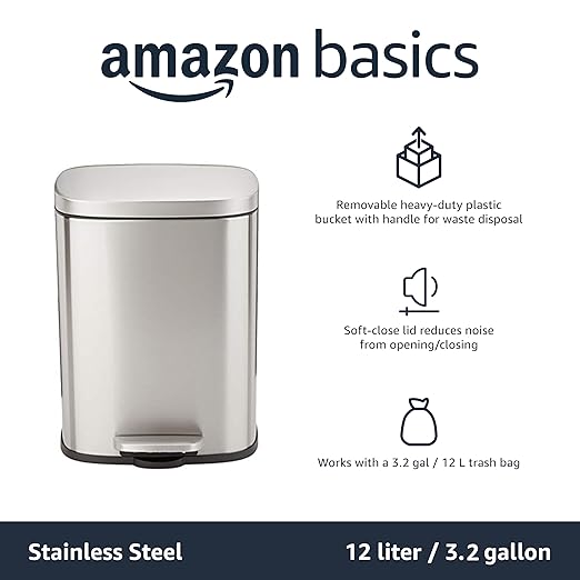 Amazon Basics Smudge Resistant Small Rectangular Step Pedal Trash Can - Image 5