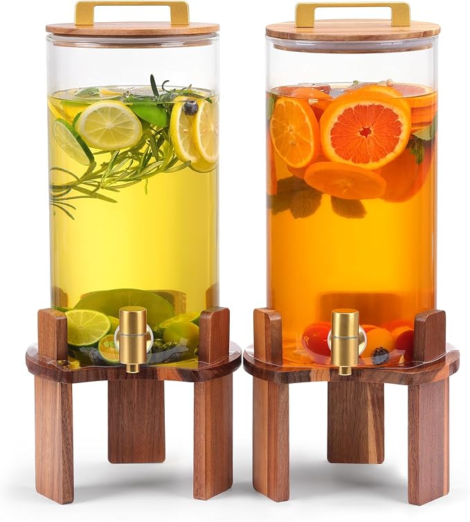 2 PCS 1.5 Gallon Glass Drink Dispenser, Beverage Dispenser by Unknown