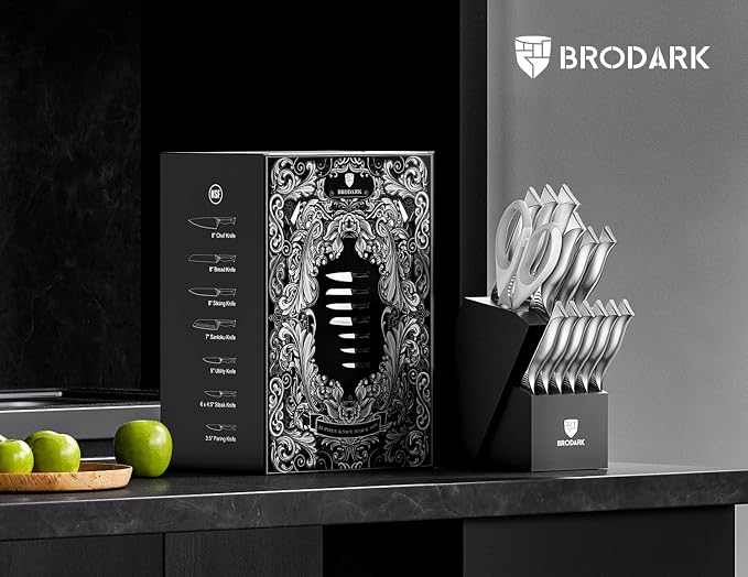 BRODARK Kitchen Knife Set with Block - Image 8