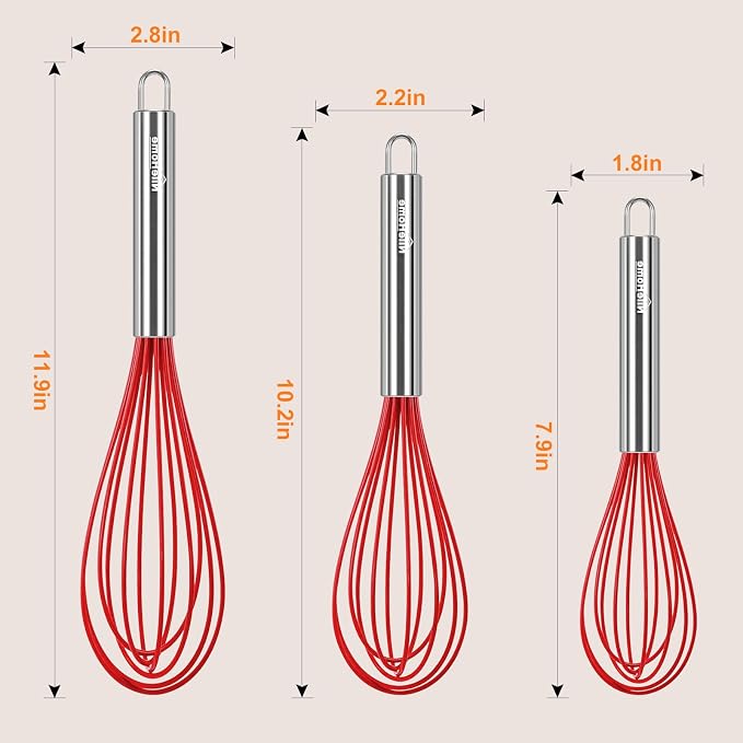 NileHome Whisk Commercial Stainless Steel wisk & Silicone Non-Stick Coated - Image 2