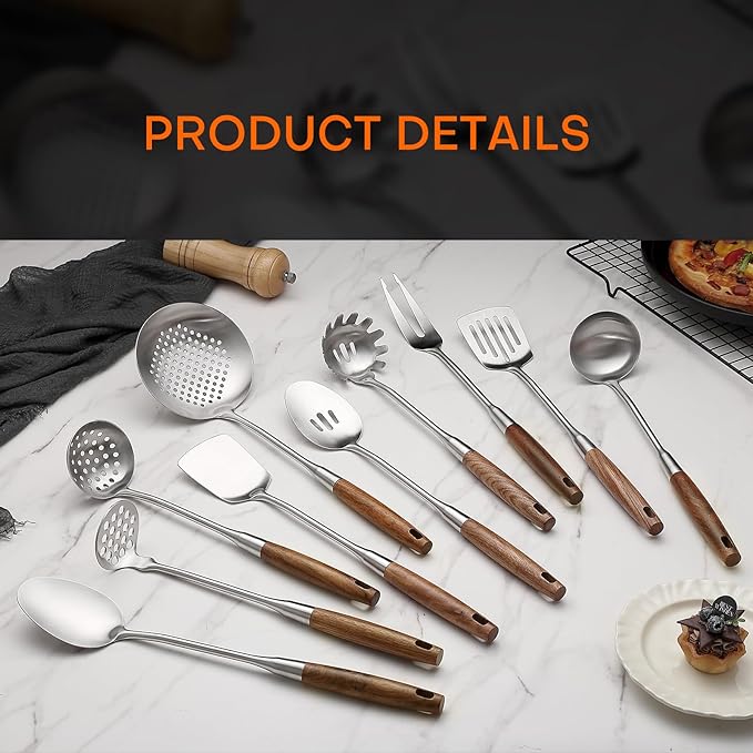 10 Pcs Cooking Utensils Set 304 Stainlss Steel Kitchen Utensils Set Heat - Image 6