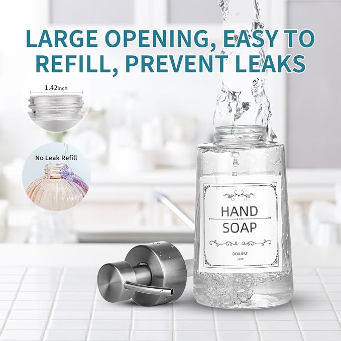 Soap Dispenser, Glass Hand Soap Dispenser - Image 6
