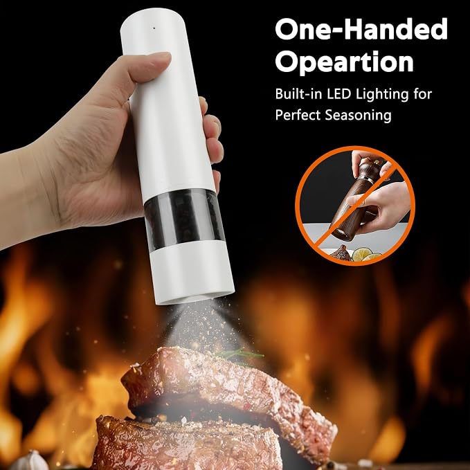 Rechargeable Electric Salt and Pepper Grinder Set, Automatic Pepper Mill - Image 4
