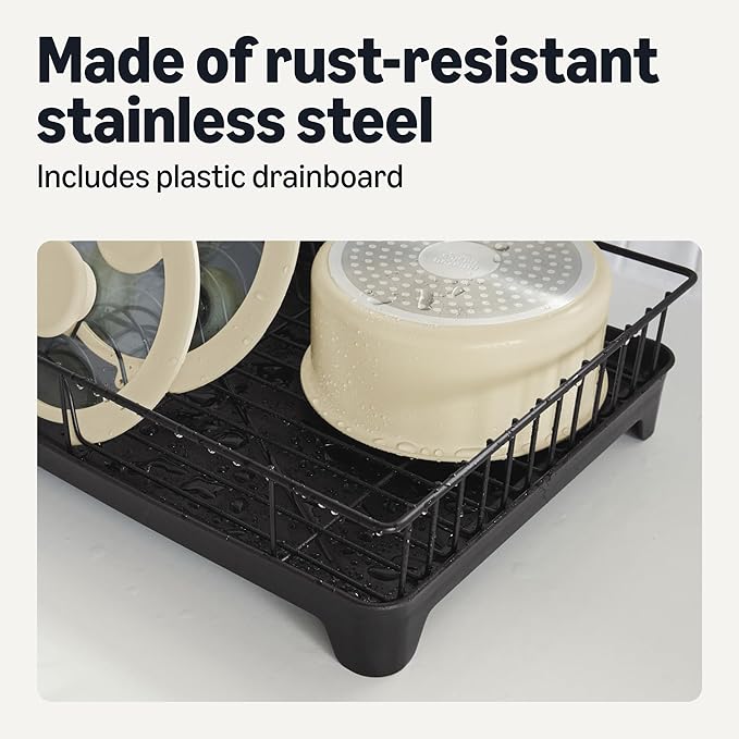 Amazon Basics Stainless Steel Dish Drying Rack, 15.2 x 11.6 x 4 in. - Image 3