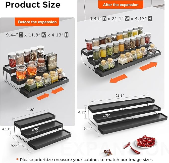 2 Pack Expandable Spice Rack Organizer - Image 2