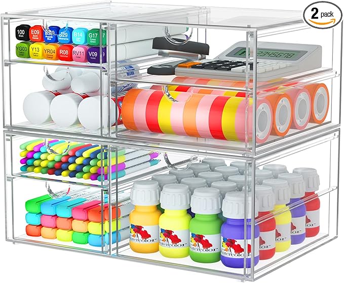 caktraie 2 Pack Desk Organizers, Makeup Organizer Storage by shoeboxesanddeskorganizers