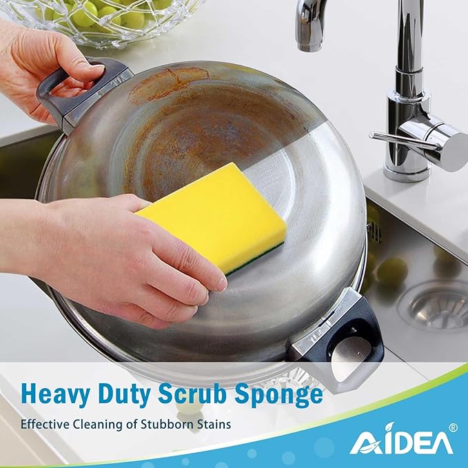 AIDEA Sponges Kitchen, 24 Pack Heavy Duty Dish Sponge, Cleaning Dish Scrubber - Image 6