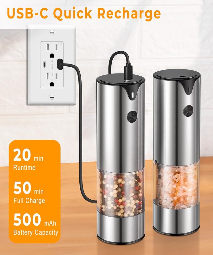 Rechargeable Electric Salt and Pepper Grinder Set - Image 3