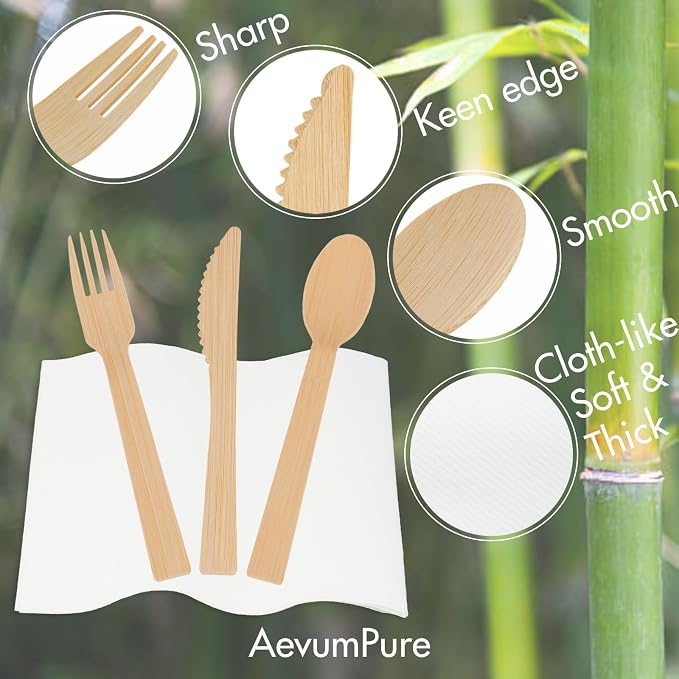 AevumPure 30 Sets Bamboo Cutlery - Image 2