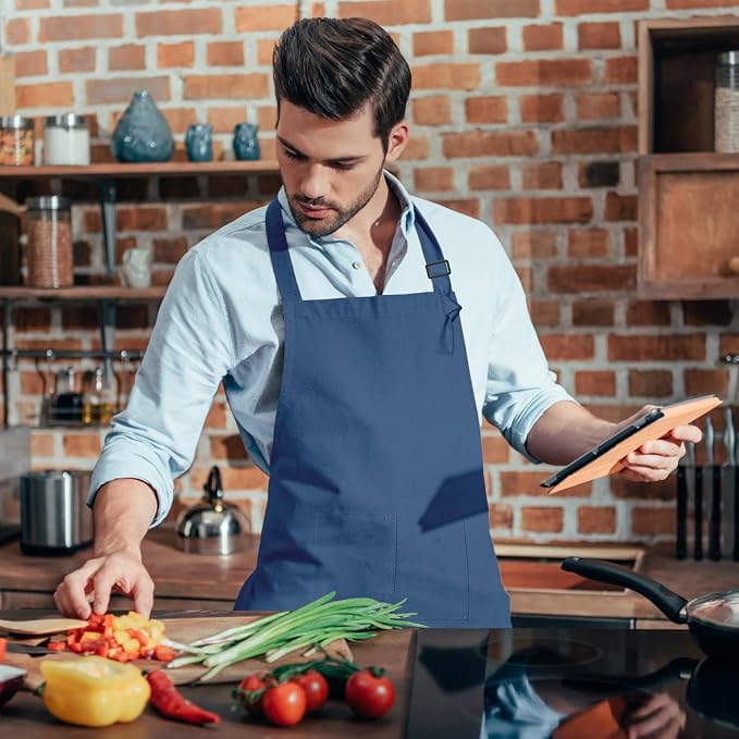 15 Pcs Adult Aprons Bulk with Pockets Adjustable Bib Chef Apron - Image 7