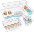 WOWBOX 8 PCS Clear Plastic Drawer Organizer Set, 4 Sizes Desk Drawer by WOWBOX