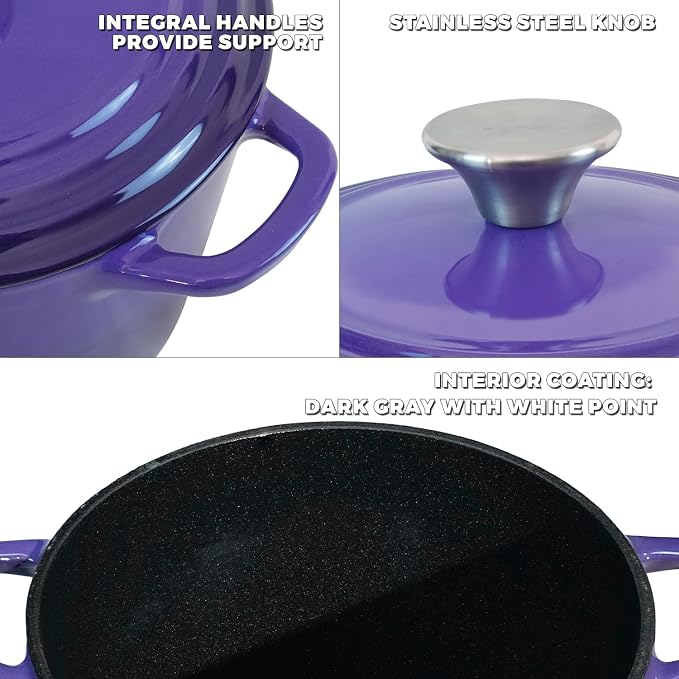 Flavehc Dutch Oven Pot with Lid 2.8 qt Cast Iron Dutch Oven - Image 2