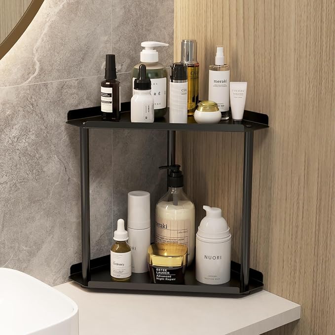 Jesginboo 2 Tier Bathroom Counter Organizer, Vanity Organizer Corner Shelf - Image 2