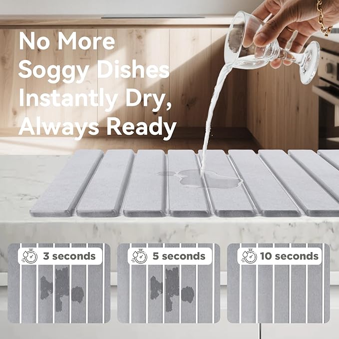 Stone Drying Mat for Kitchen Counter, Drying Matt Kitchen Counter, Quick Dry - Image 3