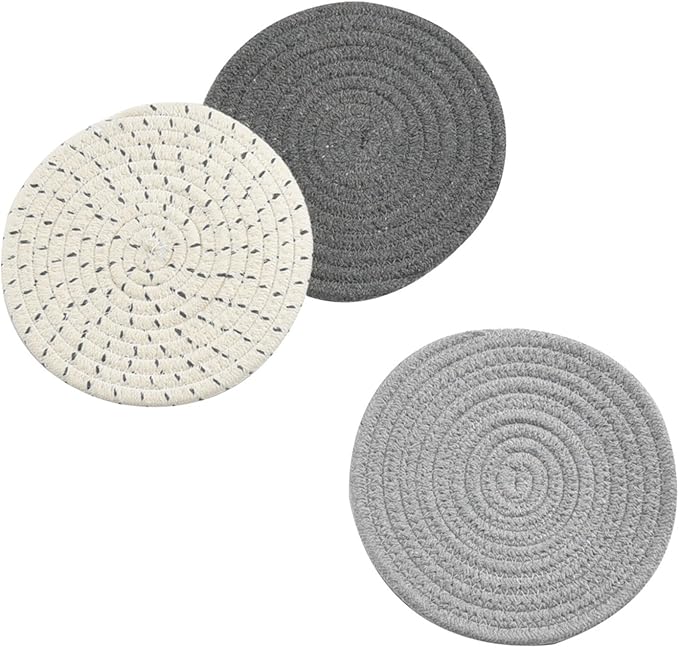 Potholders Set Trivets Set 100% Pure Cotton Thread Weave Hot Pot Holders Set - Image 2