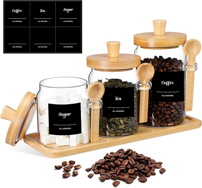 Suclain 3 Pcs Glass Coffee Container by Suclain